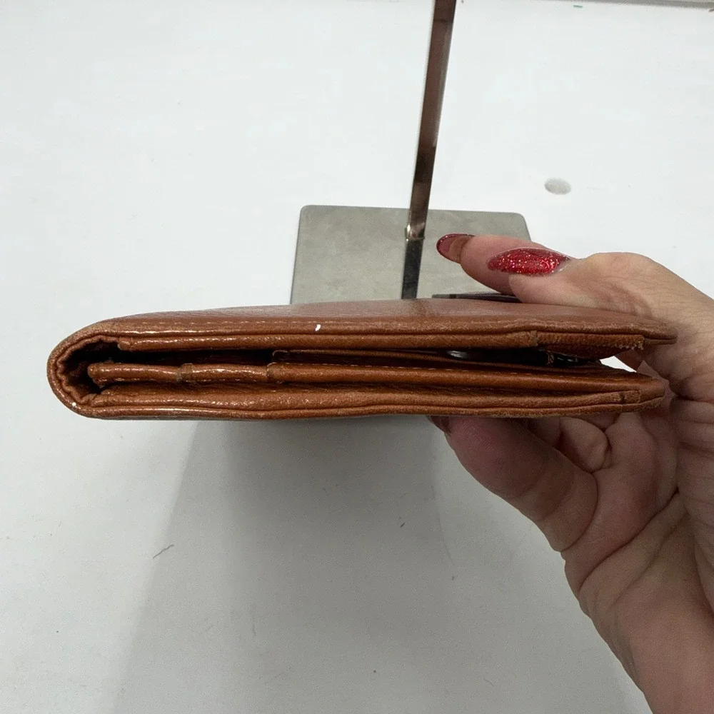 MICHAEL KORS Brown Leather Trifold Wallet Snap Closure Card Slots Coin Pocket